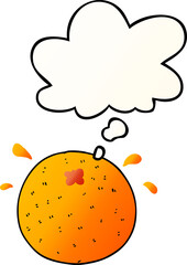 cartoon orange and thought bubble in smooth gradient style