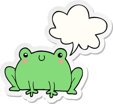 cartoon frog and speech bubble sticker