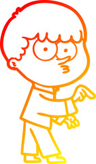 warm gradient line drawing cartoon curious boy