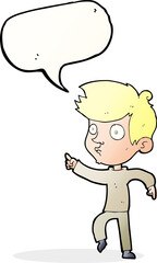 cartoon pointing boy with speech bubble
