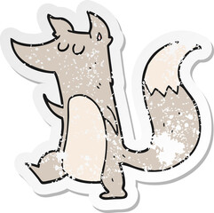retro distressed sticker of a cartoon little wolf