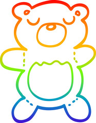 rainbow gradient line drawing cartoon teddy bear