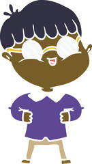 flat color style cartoon boy wearing spectacles