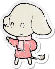 distressed sticker of a cute cartoon elephant