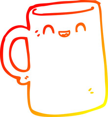 warm gradient line drawing cartoon mug