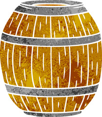 retro cartoon doodle of a wooden barrel