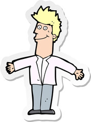 sticker of a cartoon happy man