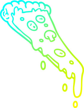 recommend clip art: cold gradient line drawing cartoon slice of pizza