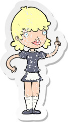 retro distressed sticker of a cartoon maid
