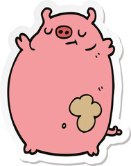 sticker of a cartoon fat pig
