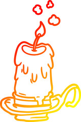 warm gradient line drawing old spooky candle in candleholder