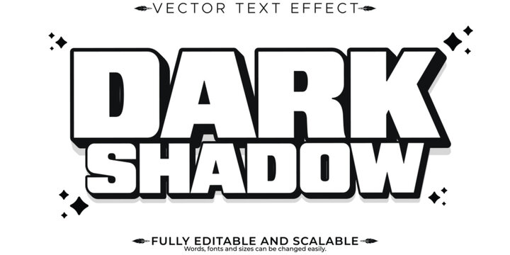 Long shadow bold text effect, editable shade and vintage text style