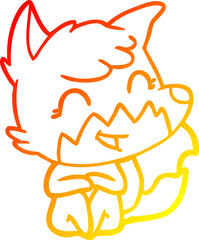 warm gradient line drawing happy cartoon fox