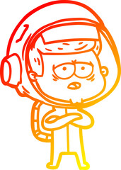 warm gradient line drawing cartoon tired astronaut