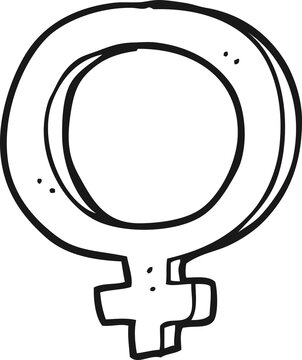 black and white cartoon female symbol