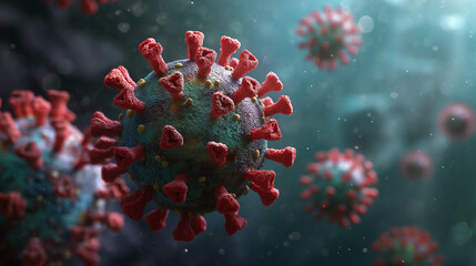 Fototapeta na wymiar Biology-focused, this detailed virus image is key for medical study, illustrating the medical intricacies of a biology virus, perfect for medical and biology education