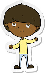 sticker of a cartoon happy boy