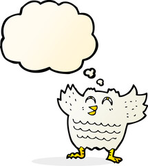 cartoon black bird with thought bubble