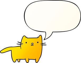 cartoon cat and speech bubble in smooth gradient style