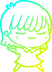 cold gradient line drawing cartoon woman