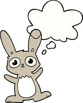 cute cartoon rabbit and thought bubble