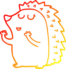 warm gradient line drawing cartoon hedgehog