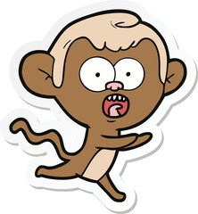sticker of a cartoon shocked monkey