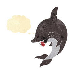 funny cartoon shark with thought bubble