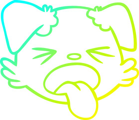 cold gradient line drawing cartoon dog face