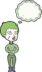 cartoon zombie girl with speech bubble