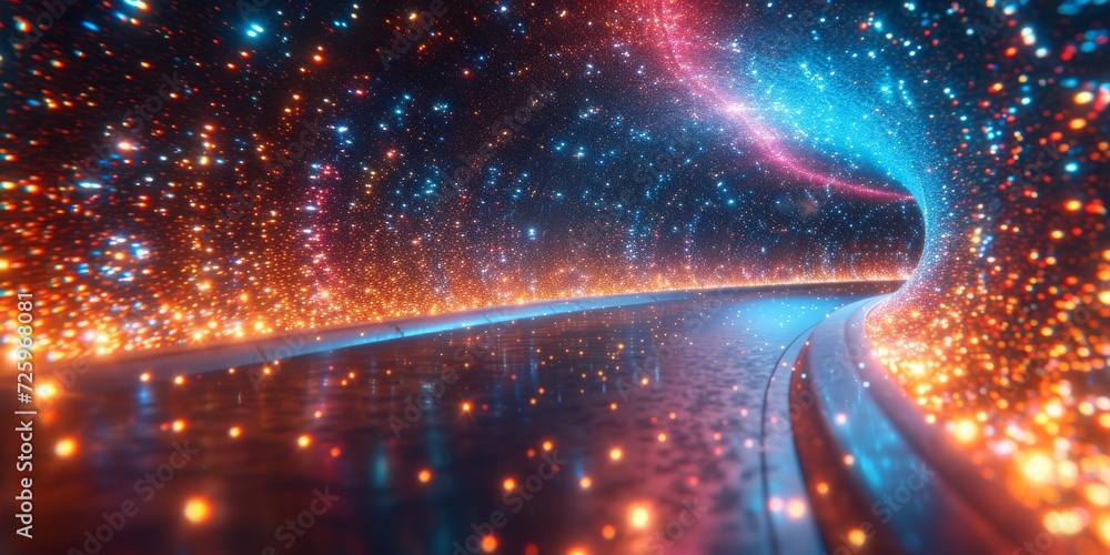 Poster Data Speed Highway: Vibrant Network Cables and Lights Inside a Modern Data Center, Generative AI