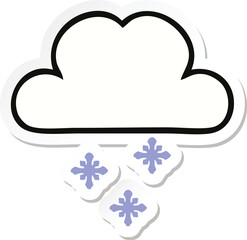 sticker of a cute cartoon snow cloud