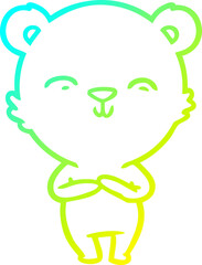 cold gradient line drawing happy cartoon bear