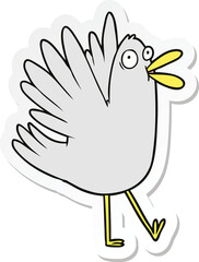 sticker of a cartoon bird squawking