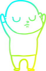 cold gradient line drawing cartoon bald man