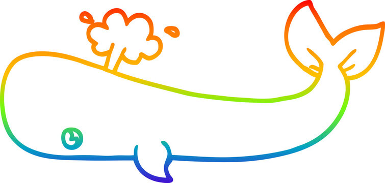 recommend clip art: rainbow gradient line drawing cartoon whale