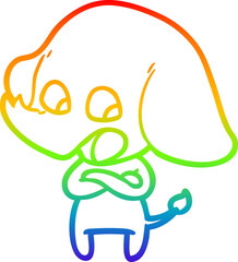 rainbow gradient line drawing cute cartoon elephant