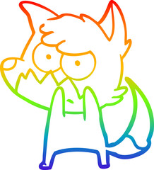 Obraz premium rainbow gradient line drawing cartoon annoyed fox