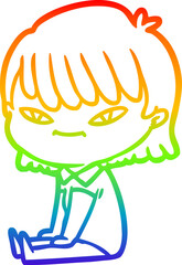 rainbow gradient line drawing cartoon woman