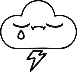 line drawing cartoon thunder cloud