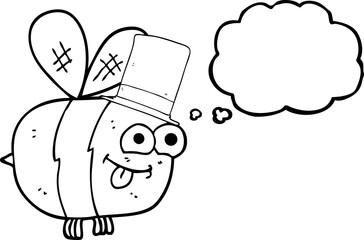 thought bubble cartoon bee wearing hat