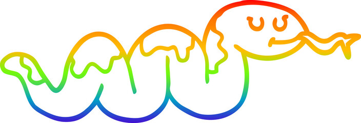 rainbow gradient line drawing cartoon snake