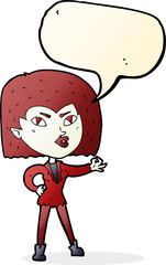 cartoon vampire girl with speech bubble