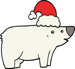 cartoon bear wearing christmas hat