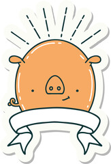 sticker of tattoo style pig character
