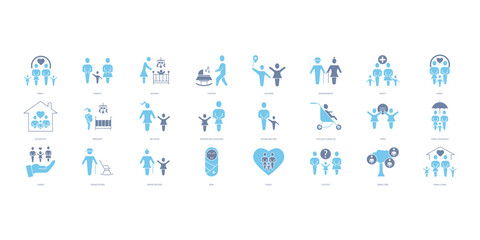 Family icons set. Set of editable stroke icons.Vector set of Family