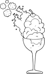 black and white cartoon cold ice cream