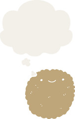 cartoon biscuit and thought bubble in retro style