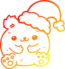 warm gradient line drawing cute cartoon christmas bear