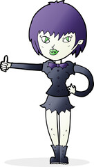 cartoon vampire girl giving thumbs up sign